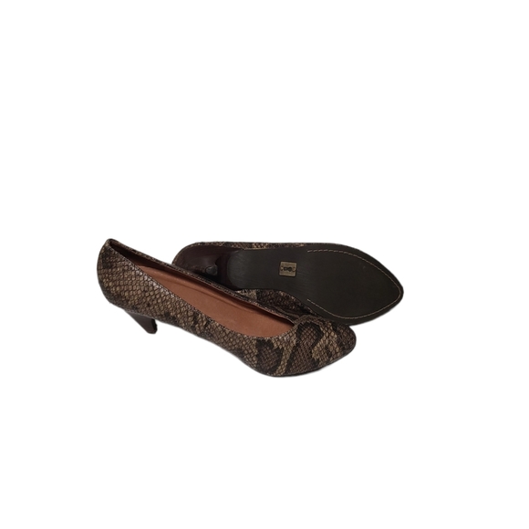 Anthropologie Schuler & Sons brown/taupe snakeskin heels, size 8-1/2 - Picture 5 of 7